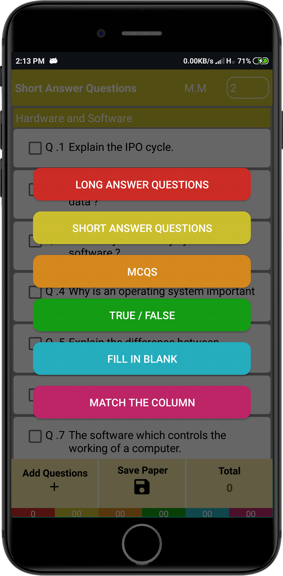 Studybuddy app Live test generator